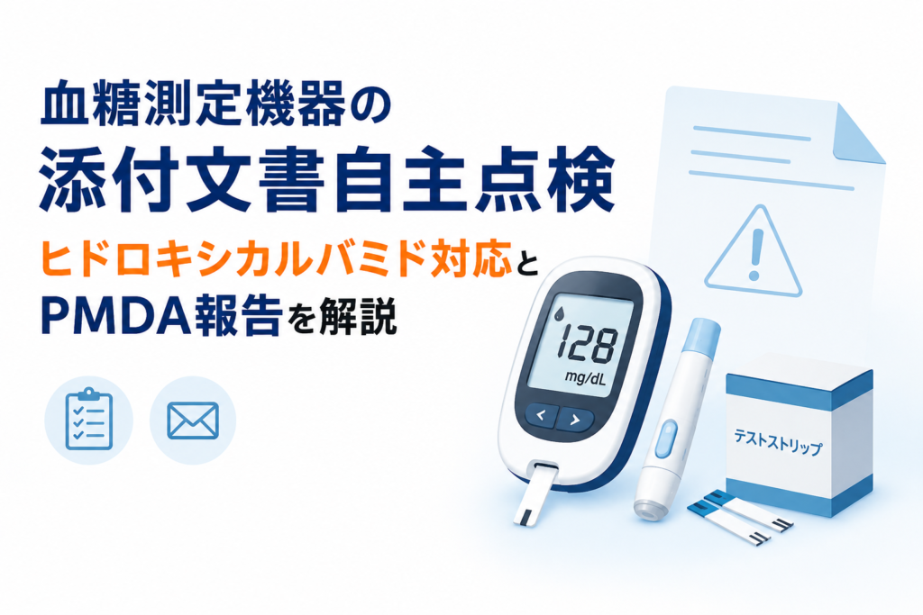 血糖測定機器の添付文書自主点検｜ヒドロキシカルバミド対応とPMDA報告を解説
